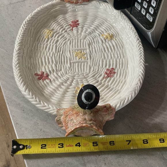 2 Vtg Fitz and Floyd Pilgrim's Progress Leaf Turkey Thanksgiving Serving Platter - Picture 16 of 16